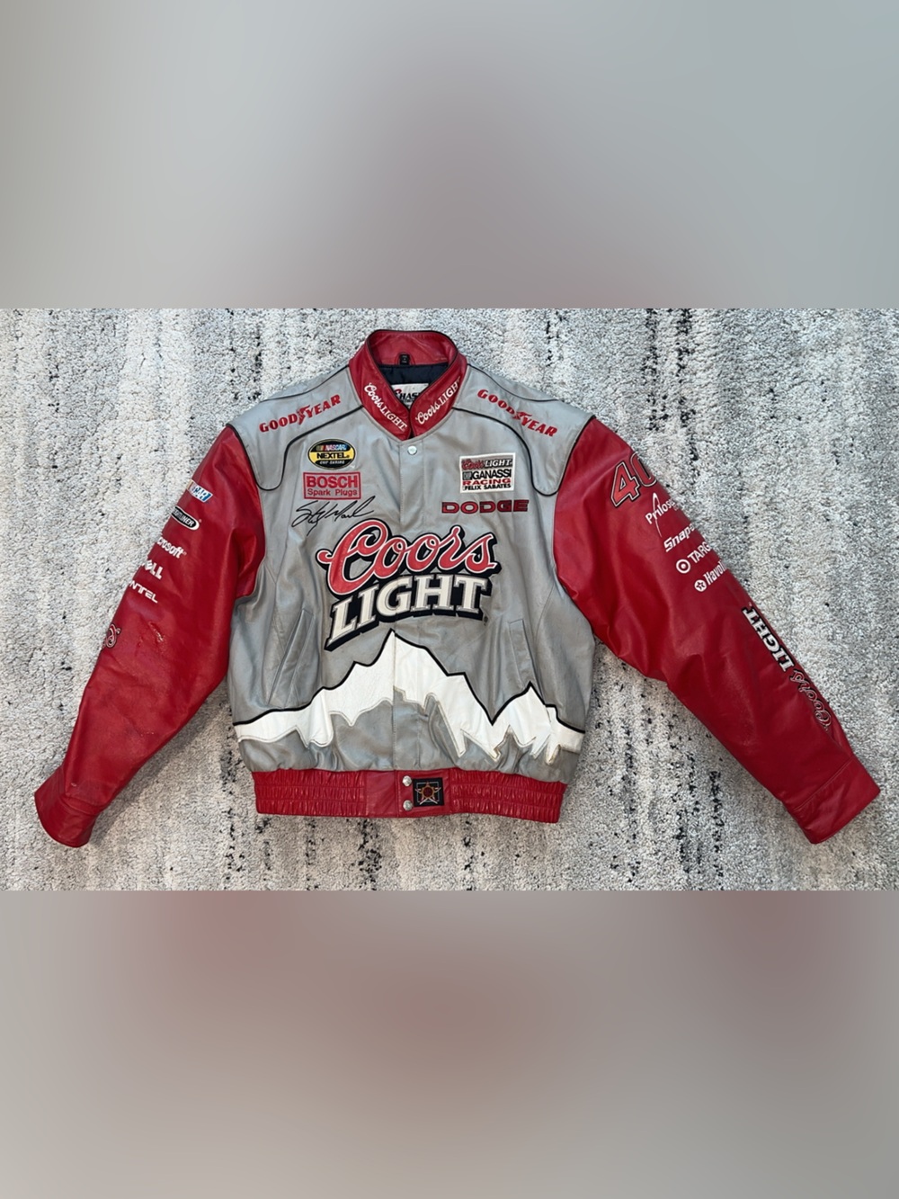Coors Light Racing Leather Jacket - Red & Silver - Picture 1 of 8